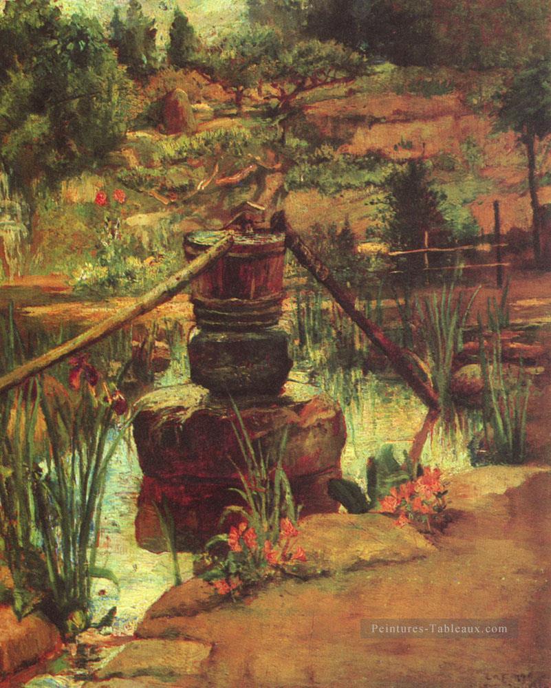 La fontaine dans notre jardin chez Nikko John LaFarge paysage ruisseaux Peintures à l'huile